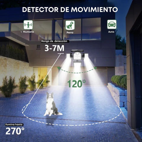 REFLECTOR LED SOLAR 3 CABEZALES AJUSTABLES EXTERIOR