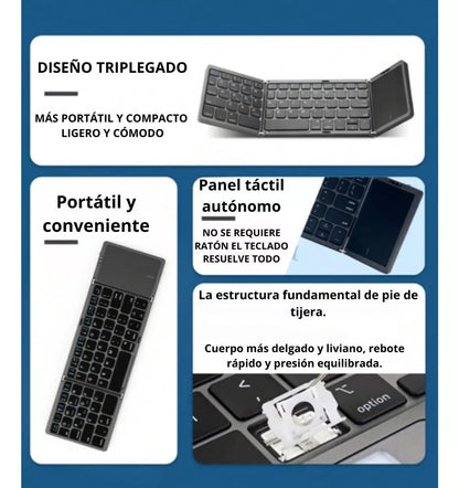 TECLADO PLEGABLE  INALÁMBRICO CON TOUCHPAD