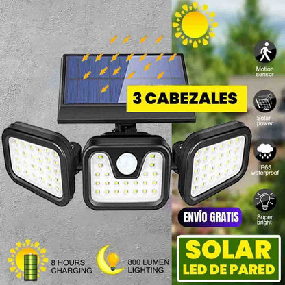 REFLECTOR LED SOLAR 3 CABEZALES AJUSTABLES EXTERIOR